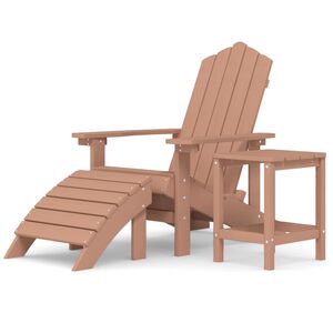 vidaXL Tuinstoel Adirondack met voetenbank en tafel HDPE bruin