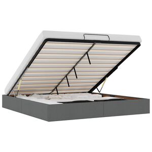 vidaXL Bedframe zonder matras 160x200 cm stof donkergrijs