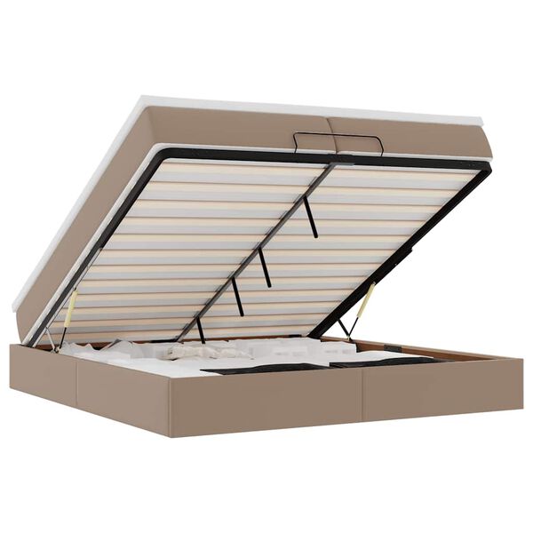 vidaXL Ottoman bed met matrassen 200x200cm kunstleer cappuccinokleurig