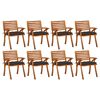 vidaXL Tuinstoelen 8 st met kussens massief acaciahout
