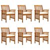 vidaXL Tuinstoelen 6 stuks met kussens, massief acaciahout
