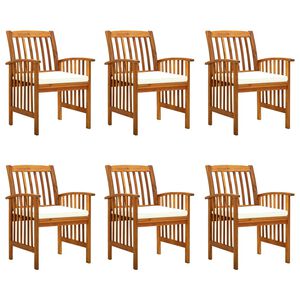 vidaXL Tuinstoelen 6 stuks met kussens, massief acaciahout