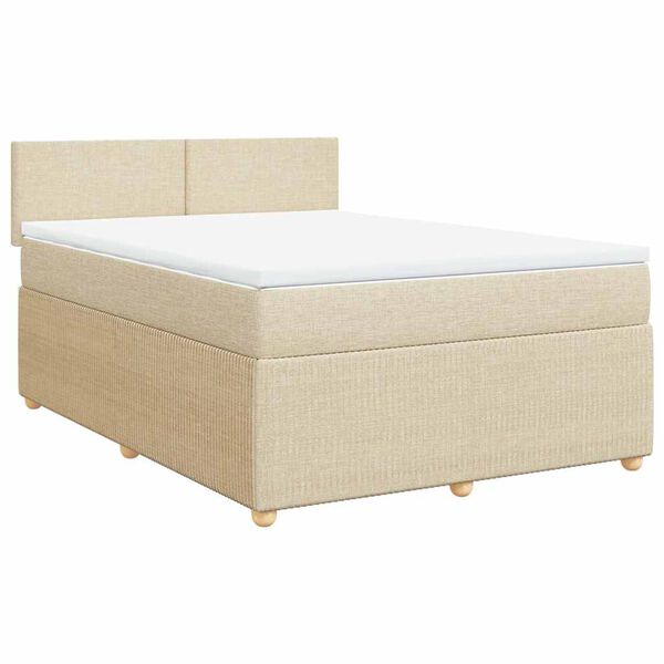 vidaXL Boxspring met matras stof cr&egrave;mekleurig 140x190 cm