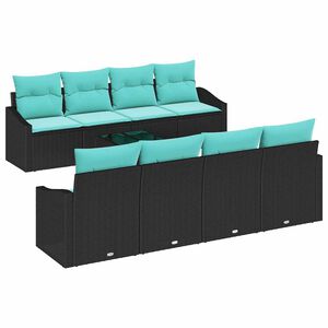 vidaXL Bankstel 9 st 3-Aantal zitplaatsen Zwart en Turquoise