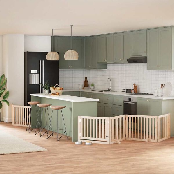 vidaXL Hondenhek inklapbaar met deur 8 panelen 640 cm populierenhout