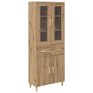vidaXL Hoge kast Artisan Eiken 69,5 x 34 x 180 cm Bewerkt hout