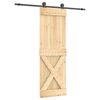 vidaXL Schuifdeur Naturel en Zwart 70 x 210 cm Massief Grenenhout