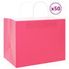 vidaXL Papieren zakken 50 st met hengsels 32x22x24 cm roze