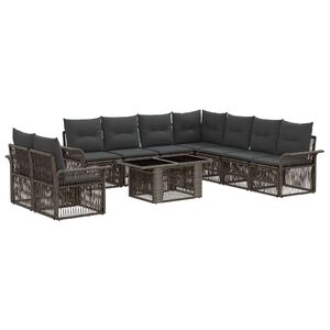 vidaXL Tuinbankenset 10 st Grijs en Donkergrijs poly rattan