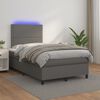 vidaXL Boxspring met matras en LED kunstleer grijs 120x190 cm