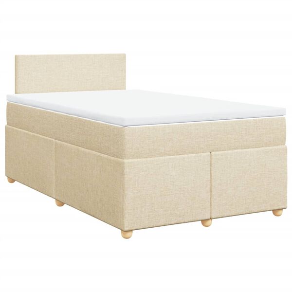 vidaXL Boxspring met matras stof cr&egrave;mekleurig 120x200 cm