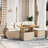 vidaXL 6-delige Loungeset met kussens poly rattan beige