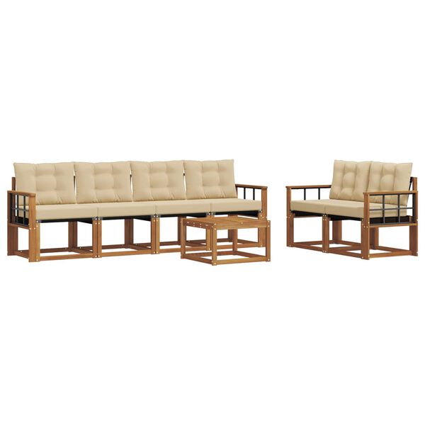 vidaXL Buiten bankenset met kussen 7 pcs Natuurlijk en Beige