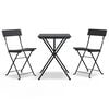 vidaXL Bistroset inklapbaar 3 st poly rattan zwart