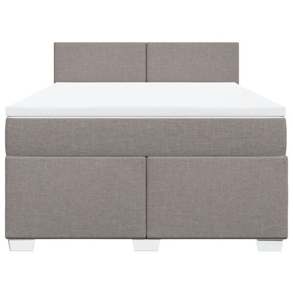 vidaXL Boxspring met matras stof taupe 140x200 cm