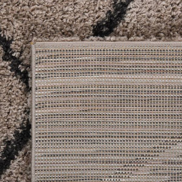 vidaXL Vloerkleed shaggy hoogpolig 120x170 cm beige en antracietkleur