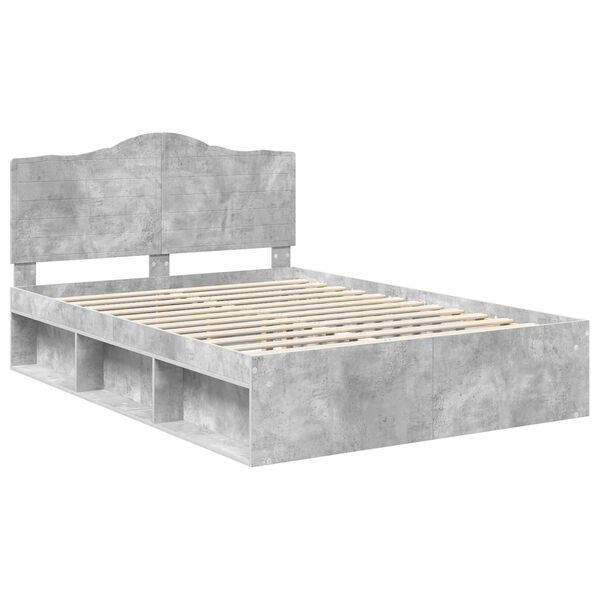 vidaXL Bedframe met hoofdeinde Beton 140 x 190 cm Massief grenenhout