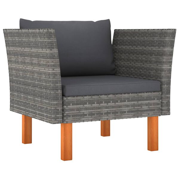vidaXL 7-delige Loungeset poly rattan en eucalyptushout grijs