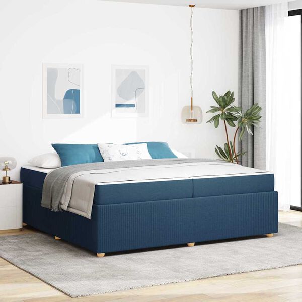 vidaXL Bedframe met matras Blauw 200 x 200 cm Stof