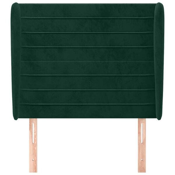 vidaXL Hoofdbord met randen 93x23x118/128 cm fluweel donkergroen
