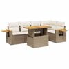 vidaXL 6-delige Loungeset met kussens poly rattan beige