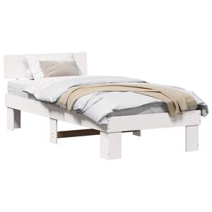 vidaXL Bedframe met hoofdeinde Wit 90 x 190 cm Massief grenenhout