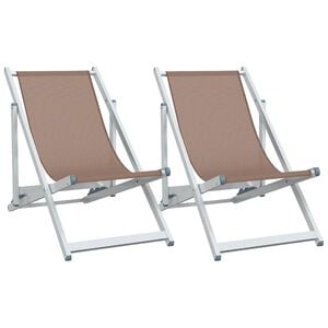 vidaXL Opklapbare stoelen, 2 stuks, bruin aluminium en textilene.