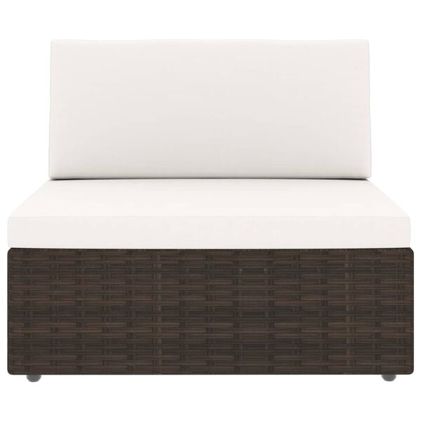 vidaXL 5-delige Loungeset met kussens poly rattan bruin