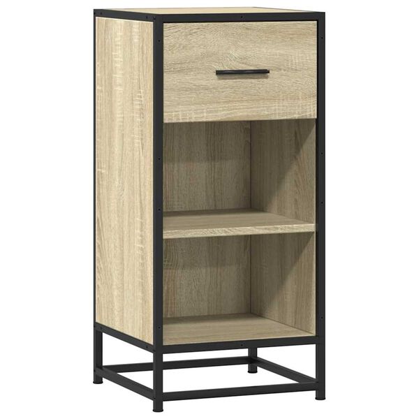 vidaXL Dressoir 35,5x35x76 cm bewerkt hout en metaal sonoma eikenkleur