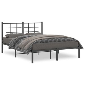 vidaXL Bedframe met hoofdbord metaal zwart 140x200 cm