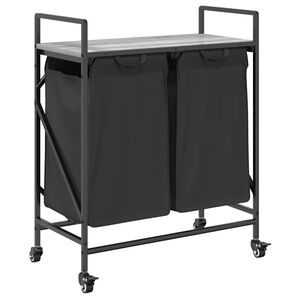 vidaXL Wasmand 2 vakken met planken grijs sonoma eiken