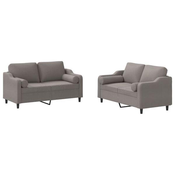 vidaXL 2-delige Loungeset met kussens stof taupe