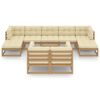 vidaXL 10-delige Loungeset met kussens massief grenenhout honingbruin