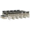 vidaXL 15-delige Tuinset met kussens poly rattan lichtgrijs