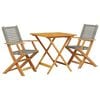 vidaXL 3-delige Bistroset poly rattan en massief hout grijs
