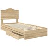 vidaXL Opslag bed met hoofdeinde Sonoma Eiken 90 x 200 cm Bewerkt hout