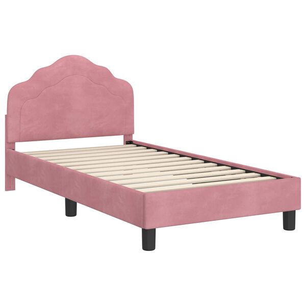 vidaXL Bedframe voor kinderen met hoofdbord Roze 80 x 160 cm Fluweel