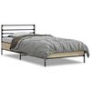 vidaXL Bedframe bewerkt hout en metaal sonoma eikenkleurig 75x190 cm