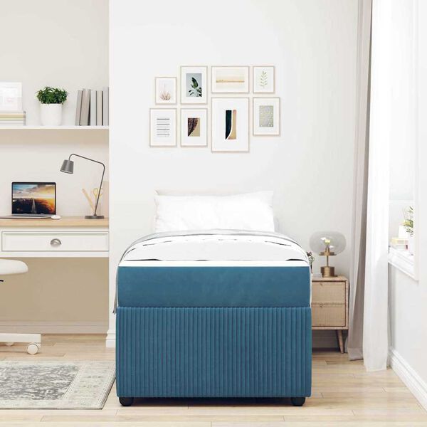 vidaXL Bedframe met matras Blauw 80 x 200 cm Stof