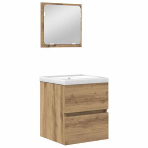 vidaXL Badkamermeubelset 2 st Ambachtelijke Eik en Wit 42 x 39 x 45 cm