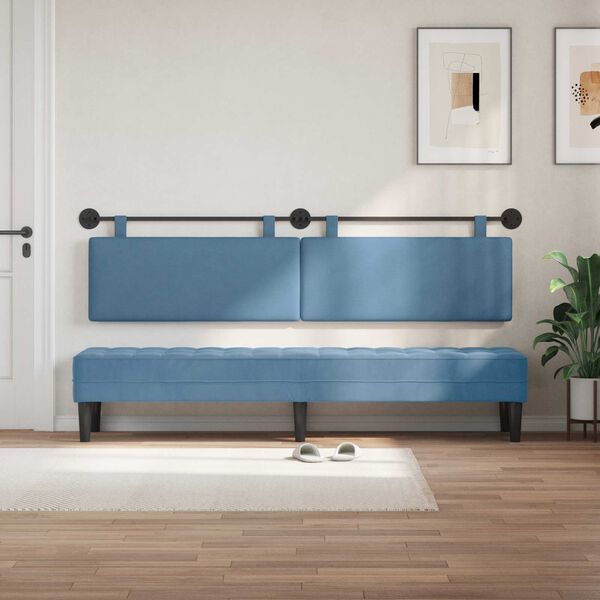 vidaXL Hangend Hoofdeinde Effen Blauw 210 x 55 x 5 cm Katoen Stof
