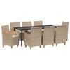 vidaXL Tuin eettafelset 9 pcs Beige poly rattan