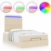 vidaXL Ottoman bed met matras en LED's 120x190cm stof cr&egrave;mekleurig