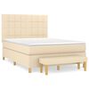 vidaXL Boxspring met matras stof cr&egrave;mekleurig 140x190 cm