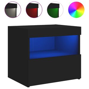 vidaXL Nachtkastje met LED-verlichting 50x40x45 cm zwart