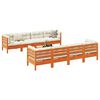 vidaXL 9-delige Loungeset met kussens massief grenenhout wasbruin