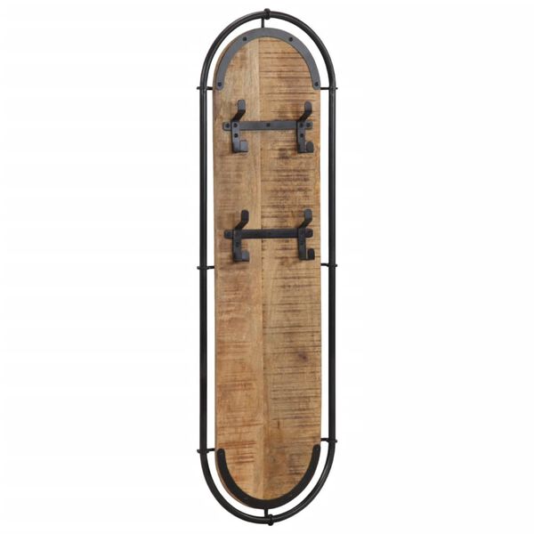 vidaXL Wandkapstokken 2 st met 4 haken massief ruw mangohout