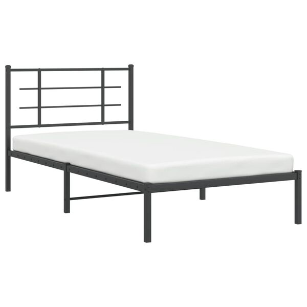 vidaXL Bedframe met hoofdbord metaal zwart 100x200 cm