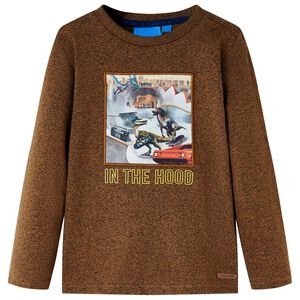 Kindershirt met lange mouwen 104 gem&ecirc;leerd cognackleur