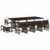 vidaXL 13-delige Tuinset met kussens poly rattan bruin